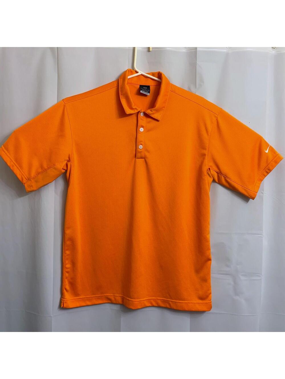 Nike Men's Orange Dri-Fit Polo Shirt Short Sleeve Collared Golf Size Medium